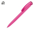 Ручка пластиковая шариковая трехгранная Trinity K transparent Gum soft-touch с чипом передачи информации NFC (розовый) 