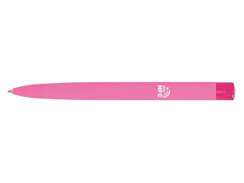 Ручка пластиковая шариковая трехгранная Trinity K transparent Gum soft-touch с чипом передачи информации NFC (розовый)  (Изображение 2)