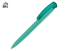 Ручка пластиковая шариковая трехгранная Trinity K transparent Gum soft-touch с чипом передачи информации NFC (морская волна) 