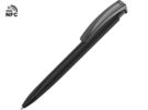 Ручка пластиковая шариковая трехгранная Trinity K transparent Gum soft-touch с чипом передачи информации NFC (черный) 