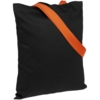 Холщовая сумка BrighTone, черная с оранжевыми ручками (Изображение 1)