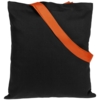 Холщовая сумка BrighTone, черная с оранжевыми ручками (Изображение 2)