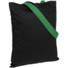 Холщовая сумка BrighTone, черная с зелеными ручками (Изображение 1)