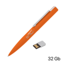 Ручка шариковая &quot;Callisto&quot; с флеш-картой 32Gb, покрытие soft touch (оранжевый)