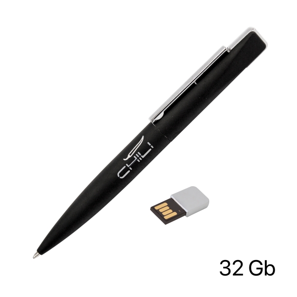 Ручка шариковая "Callisto" с флеш-картой 32Gb, покрытие soft touch (черный) (Изображение 1)