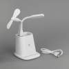 Карандашница "Smart Stand" с беспроводным зарядным устройством, вентилятором и лампой (2USB разъёма) (белый) (Изображение 1)