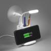 Карандашница "Smart Stand" с беспроводным зарядным устройством, вентилятором и лампой (2USB разъёма) (белый) (Изображение 2)