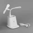 Карандашница &quot;Smart Stand&quot; с беспроводным зарядным устройством, вентилятором и лампой (2USB разъёма) (белый)