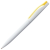 Ручка шариковая Pin, белая с желтым (Изображение 2)