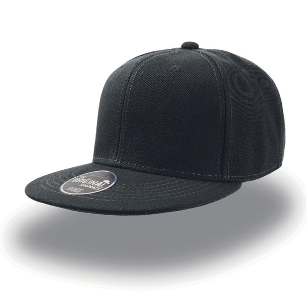 Бейсболка "SNAP BACK", 6 клиньев, пластик. застежка, черный, 100% п/э,100% х/б, 400 гр/м2 (Изображение 1)