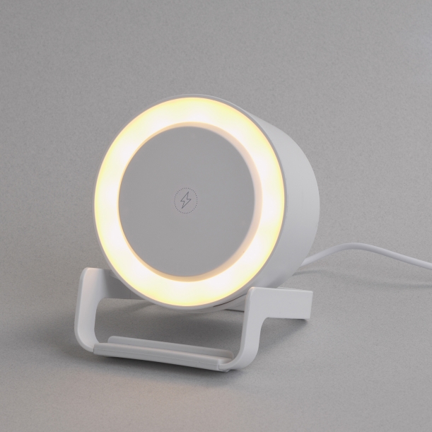 Bluetooth колонка-подставка "Smart Sound" с беспроводным (10W) зарядным устройством и подсветкой (белый) (Изображение 1)