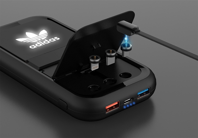 Беспроводное ЗУ "Fast &amp; Furious", 10000 mAh, с быстрой (22.5W/15W) зарядкой, с магнитным кабелем и набором переходников, с подсветкой логотипа (Изображение 1)