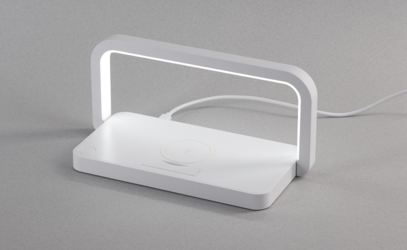 Лампа складная "Smart Light" с беспроводным (10W) зарядным устройством и подставкой для смартфона (белый) (Изображение 4)