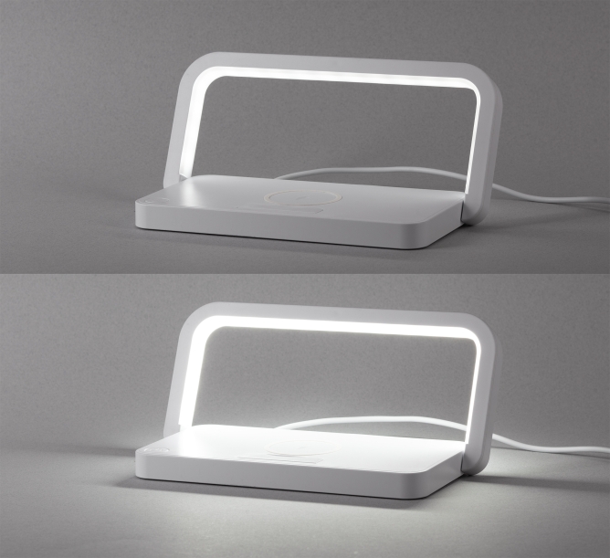 Лампа складная "Smart Light" с беспроводным (10W) зарядным устройством и подставкой для смартфона (белый) (Изображение 6)