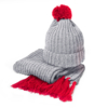Вязаный комплект шарф и шапка GoSnow, меланж c фурнитурой, красный, 70% акрил,30% шерсть (Изображение 1)