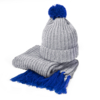 Вязаный комплект шарф и шапка GoSnow, меланж c фурнитурой, синий, 70% акрил,30% шерсть (Изображение 1)
