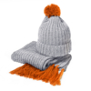 Вязаный комплект шарф и шапка GoSnow, меланж c фурнитурой, оранжевый, 70% акрил,30% шерсть (Изображение 1)