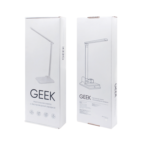 Настольная лампа Geek с беспроводной зарядкой (черный) (Изображение 5)