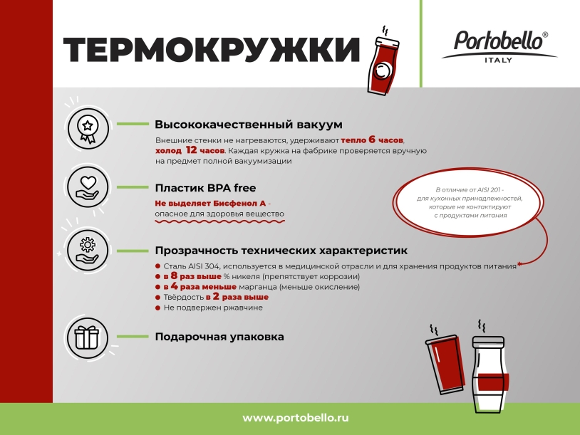 Термокружка вакуумная Polo 500 ml,  серая (Изображение 6)