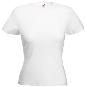 Футболка "Lady-Fit Crew Neck T", белый_XL, 95% х/б, 5% эластан, 200 г/м2 (Изображение 1)