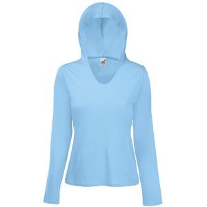 Футболка "Lady-Fit Lightweight Hooded T", небесно-голубой_M, 100% х/б, 135 г/м2 (Изображение 1)