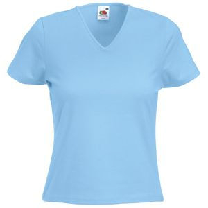 Футболка "Lady-Fit V-Neck T", небесно-голубой_XS, 95% х/б, 5% эластан, 210 г/м2 (Изображение 1)