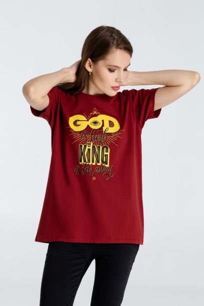 Футболка A God is High, гранатово-красная, размер S (Изображение 6)