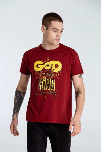 Футболка A God is High, гранатово-красная, размер XL (Изображение 1)