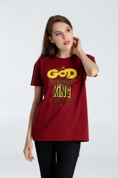 Футболка A God is High, гранатово-красная, размер XL (Изображение 5)