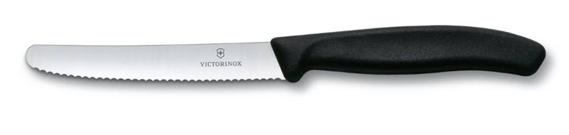 Нож столовый VICTORINOX SwissClassic, лезвие 11 см с волнистой кромкой, чёрный (Изображение 1)