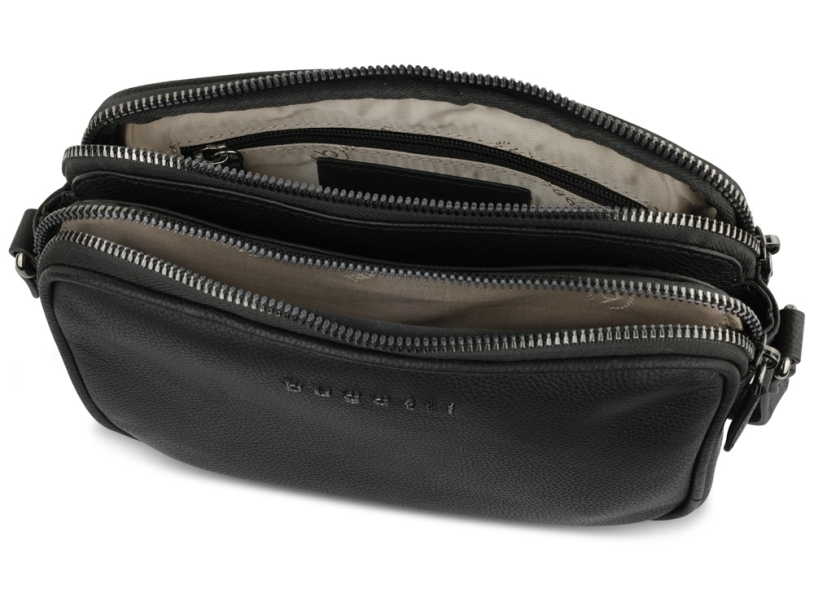 Сумка кросс-боди женская BUGATTI Bella, чёрная, воловья кожа/полиэстер, 22х6х15,5 см (Изображение 6)