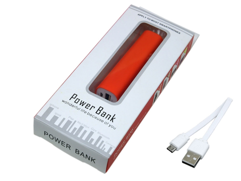 Внешний аккумулятор Digi прямоугольной формы, 2600 mAh (оранжевый) 2600 mAh (Изображение 3)
