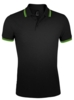 Рубашка поло мужская Pasadena Men 200 с контрастной отделкой, черный/зеленый, размер S (Изображение 1)