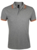 Рубашка поло мужская Pasadena Men 200 с контрастной отделкой, серый меланж/оранжевый, размер M (Изображение 1)
