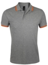 Рубашка поло мужская Pasadena Men 200 с контрастной отделкой, серый меланж/оранжевый, размер M