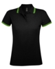 Рубашка поло женская Pasadena Women 200 с контрастной отделкой, черный/зеленый, размер L (Изображение 1)