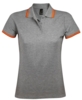 Рубашка поло женская Pasadena Women 200 с контрастной отделкой, серый меланж/оранжевый, размер M (Изображение 1)