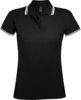 Рубашка поло женская Pasadena Women 200 с контрастной отделкой черная с белым, размер S (Изображение 1)