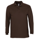 Рубашка поло мужская с длинным рукавом Winter II 210 шоколадно-коричневая, размер XL